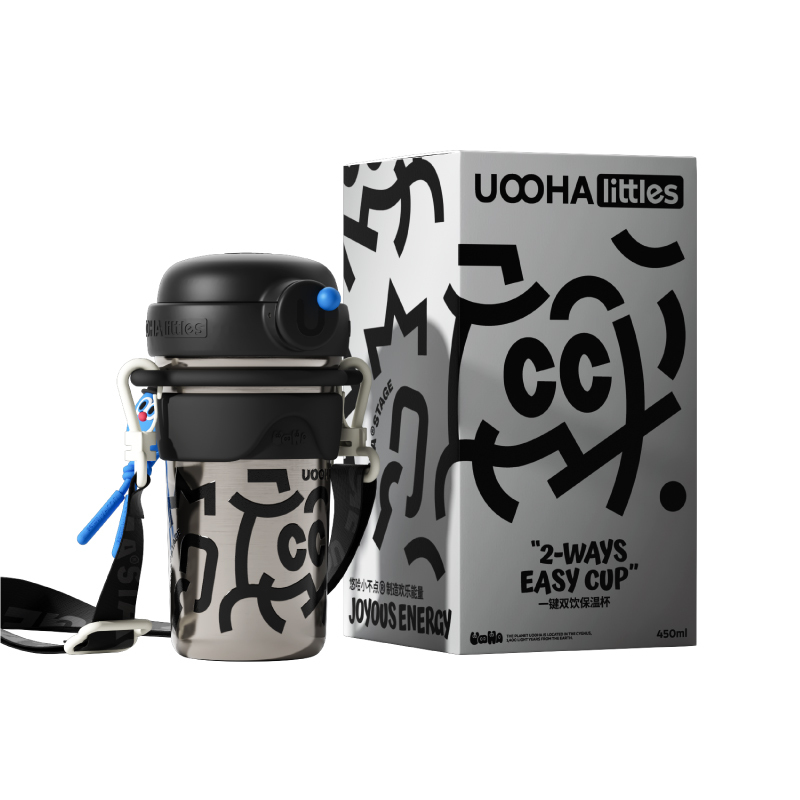 UOOHALITTLES 真空双饮杯悠哈音乐节USY06-E(悠果-黑色450ml)
