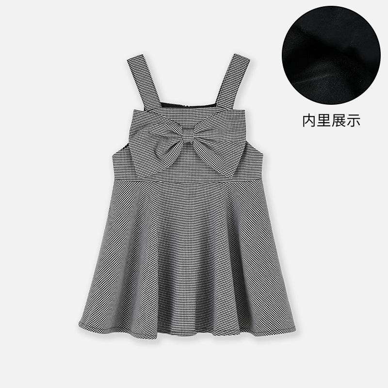铅笔俱乐部2024秋冬新款女小童连衣裙儿童大蝴蝶结背心裙宝宝裙子 120cm 黑色