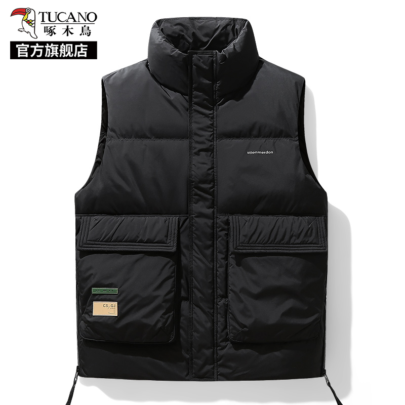 啄木鸟工装马甲羽绒服男冬季加厚2025新款保暖外穿无袖马夹外套甲高清大图