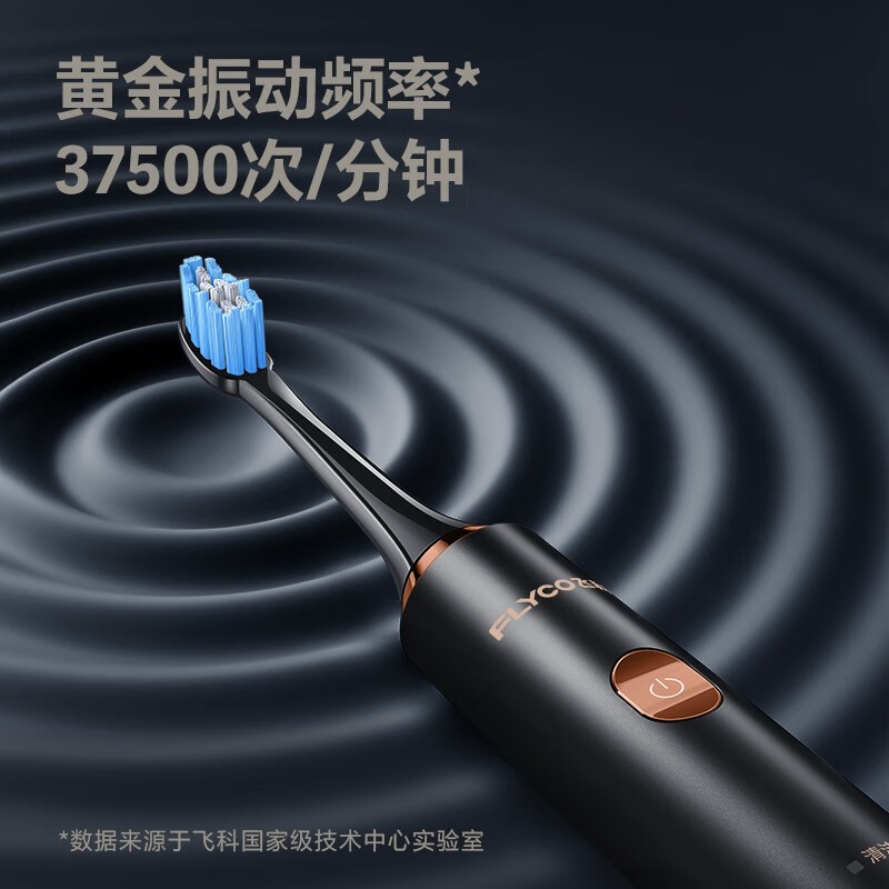 飞科(FLYCO) 电动牙刷成人软毛充电式情侣生日礼物送男女友FT7205 炫酷黑[2个刷头]高清大图