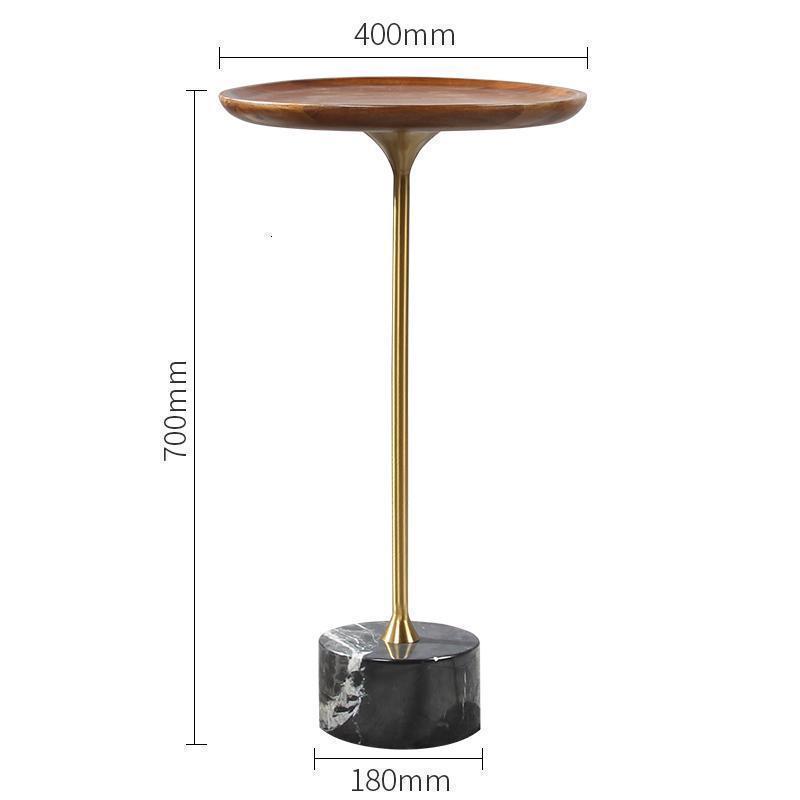 森美人轻奢实木边几大理石边桌窄角桌黑胡桃木床头柜收纳创意沙发小角几 黑白根色D40*H70大面板