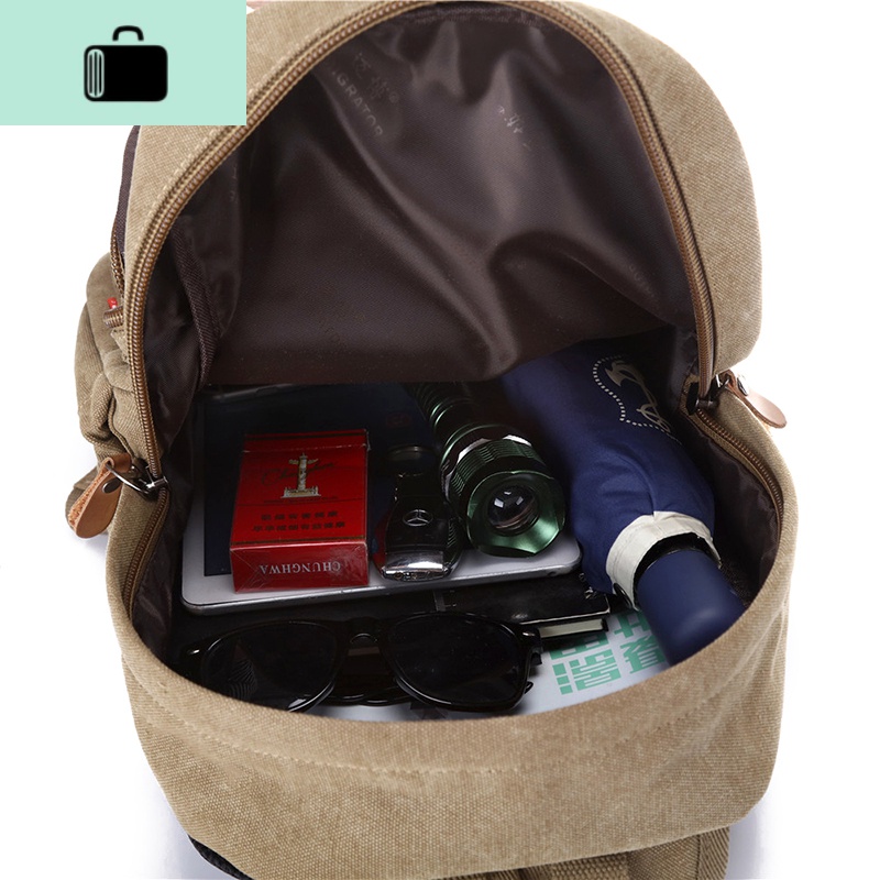 韩版多功能旅行小背包女休闲运动帆布双肩包男女潮复古户外旅游包NEW LAKE 蓝色高清大图