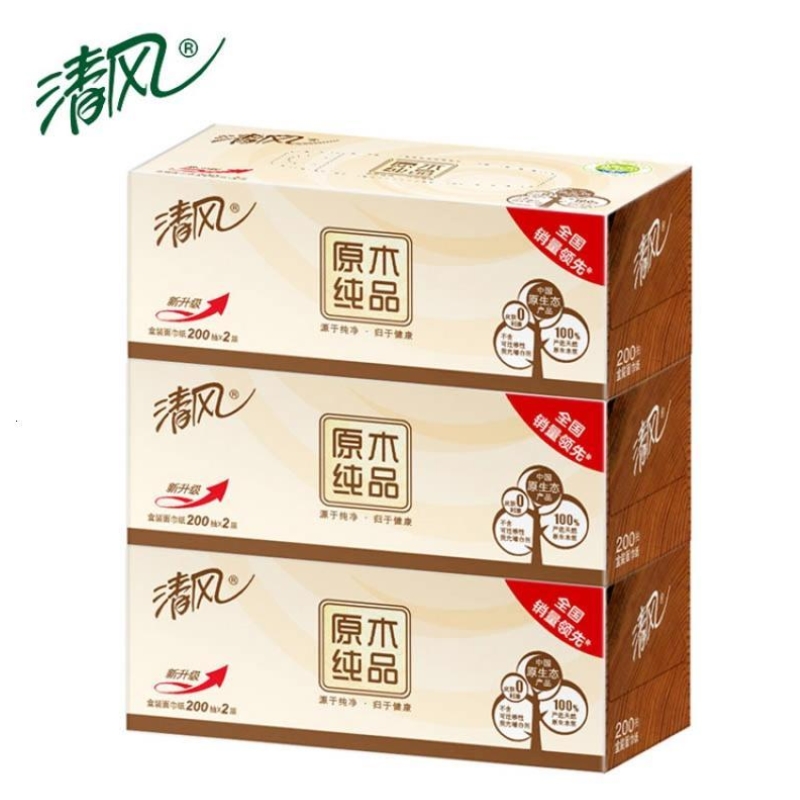清风硬盒抽纸200抽2层硬盒2提6盒装参数