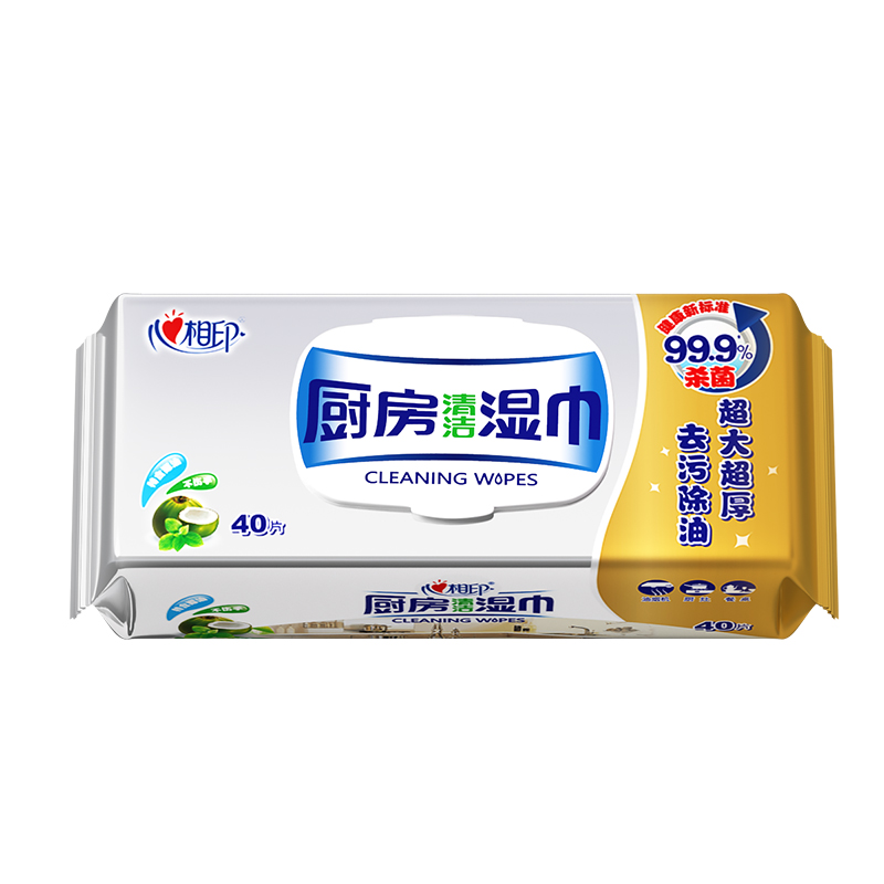 心相印 厨房专用系列40片装湿巾3包装(金装)XJB040+P1(提装)高清大图