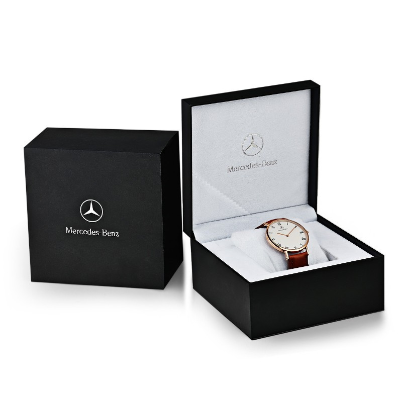 Mercedes-Benz梅赛德斯-奔驰 驰尚系列简约玫金白面皮带女士石英情侣手表 BZ0202