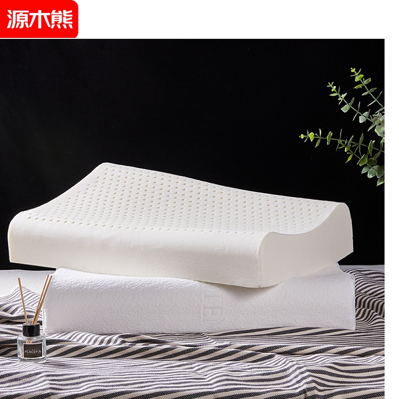 源木熊泰国乳胶枕头家用天然橡胶记忆单人宿舍护颈椎枕芯助睡眠 白色 乳胶枕(750克)35*55