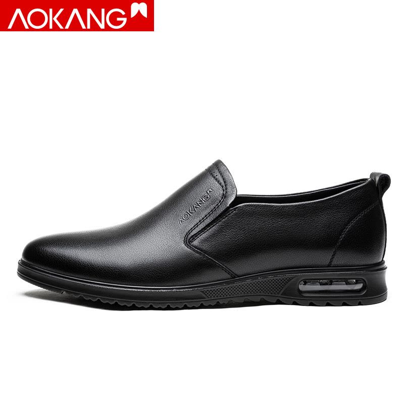 奥康男鞋春秋季商务正装鞋牛皮透气男士休闲皮鞋套脚低帮单鞋子图片