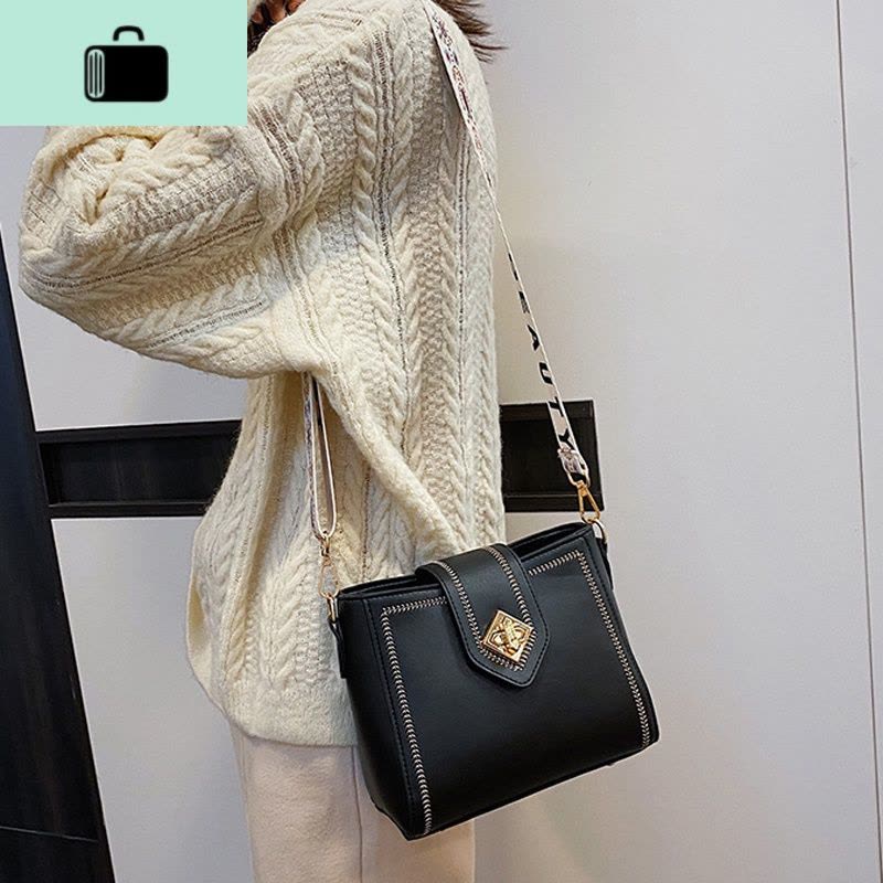 ins网红小包包女2020新款潮韩版百搭宽肩带单肩斜挎包时尚水桶包NEW LAKE女斜挎包图片