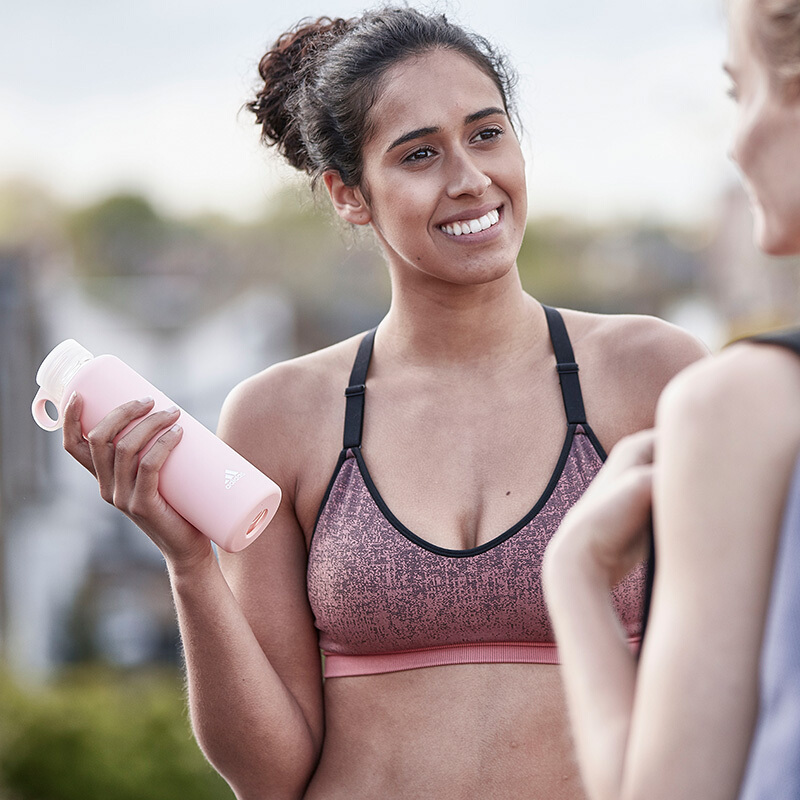 阿迪达斯(adidas)玻璃水杯 耐热水杯男女学生茶杯便携式户外健身运动水壶410ml