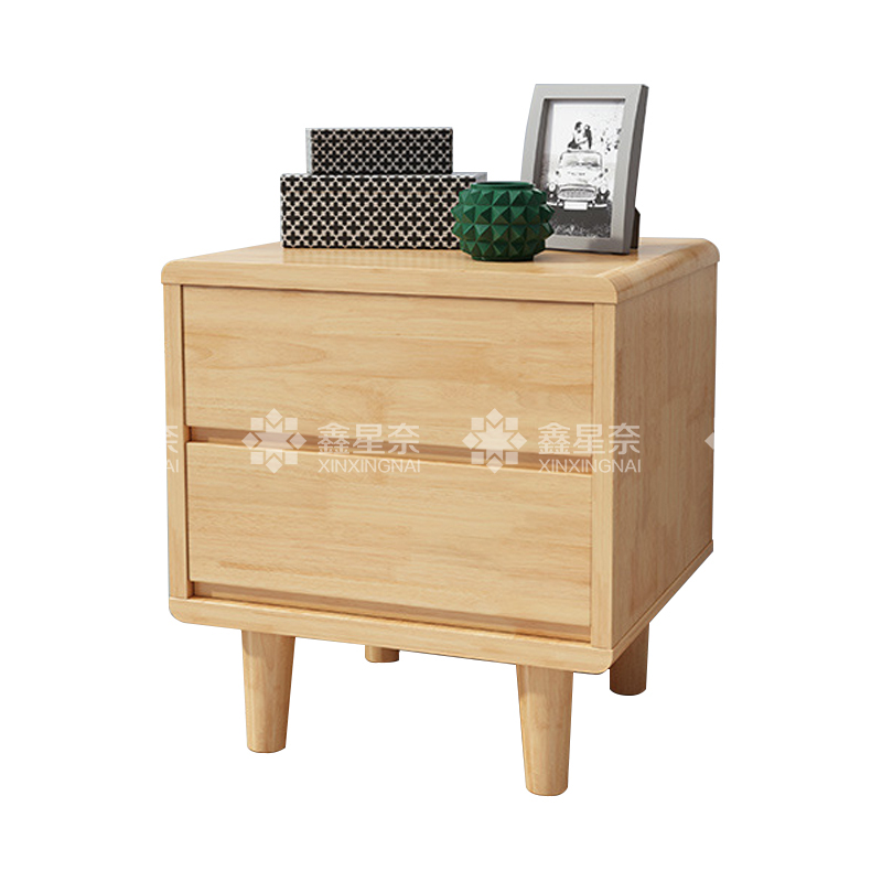 鑫星奈XXN4030704 实木床头柜简约床边柜子收纳柜储物柜 直脚双抽款