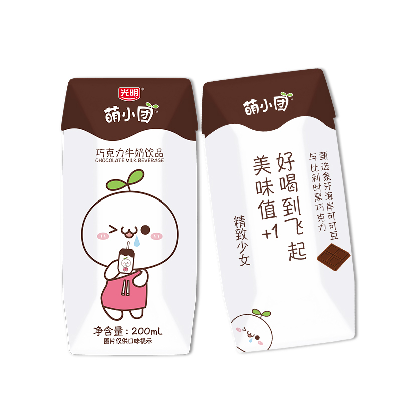 光明萌小团巧克力牛奶饮品200ml*12