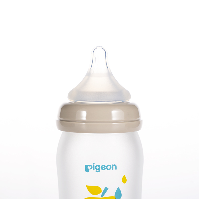 贝亲自然实感宽口径硅橡胶护层彩绘奶瓶160ml(苹果)-00549