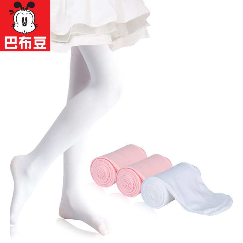 巴布豆配饰儿童连裤袜春秋女童打底裤练功专用跳舞白色丝袜夏季薄款舞蹈袜子SMLXL码