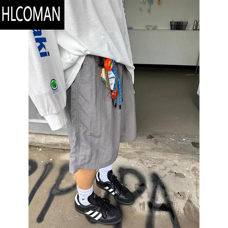 HLCOMAN夏季新款美式短裤男潮牌薄款宽松大码运动休闲沙滩速干五分裤子