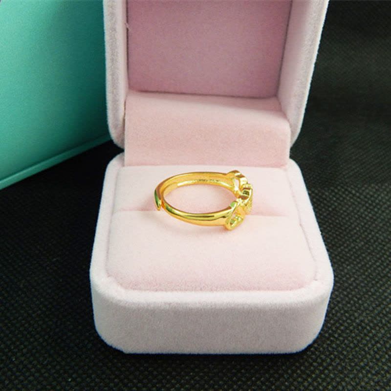 越南沙金欧币饰品黄铜镀金新款四心型女款活口戒指PTHSMY6661送女朋友七夕情人节礼物图片