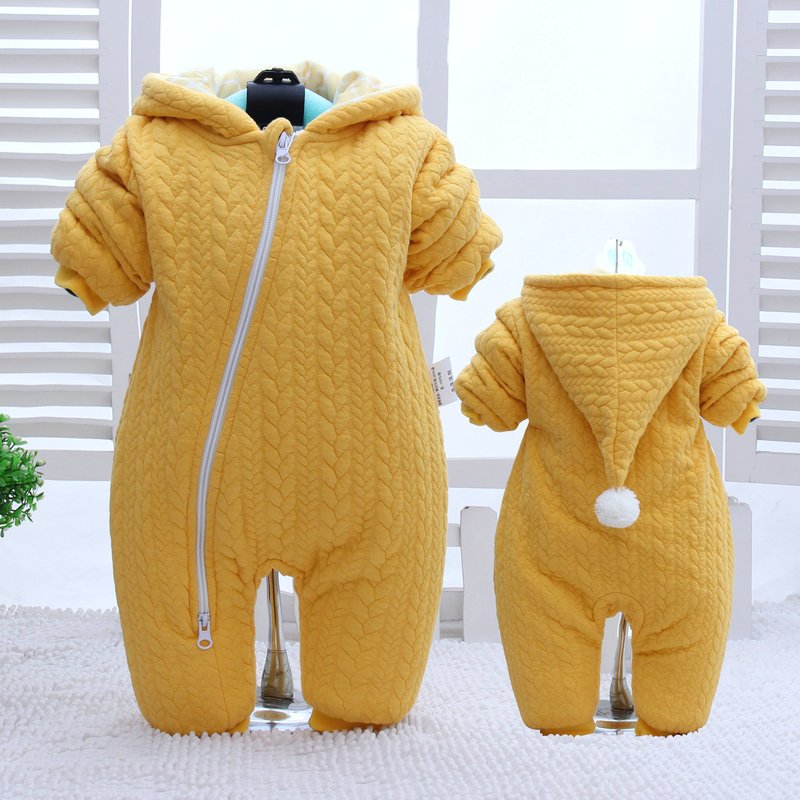 婴儿哈衣冬装女宝宝长袖棉衣婴幼儿爬服新生儿棉连体3-5月外出服