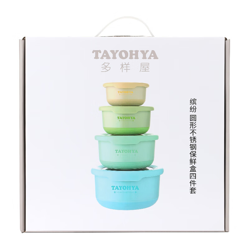 TAYOHYA缤纷圆形不锈钢保鲜盒4件套高清大图