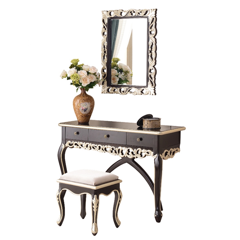 欧式新古典实木花梳妆台法式现代简约公主化妆桌小户型卧室家具高清大图