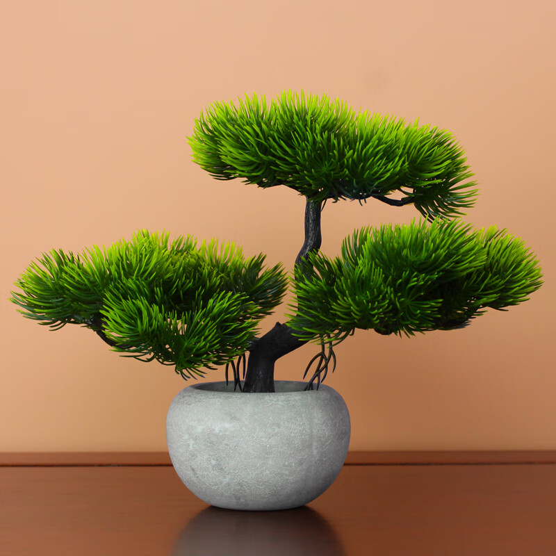 仿真松树盆景美人松 绿植客厅盆景摆件桌面禅意中式装饰 含盆