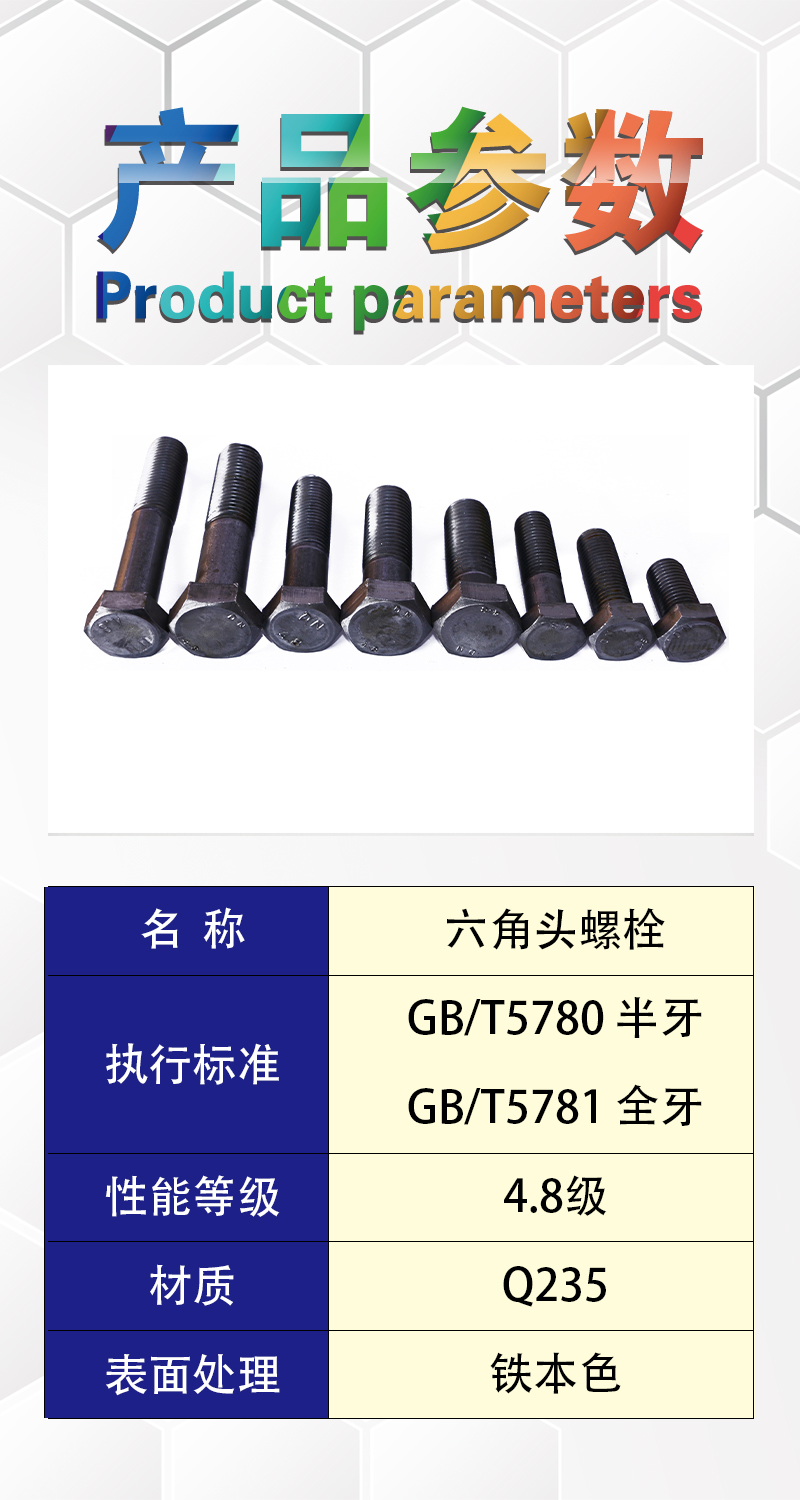 昕星 六角头螺栓 4.8级 M24×50高清大图