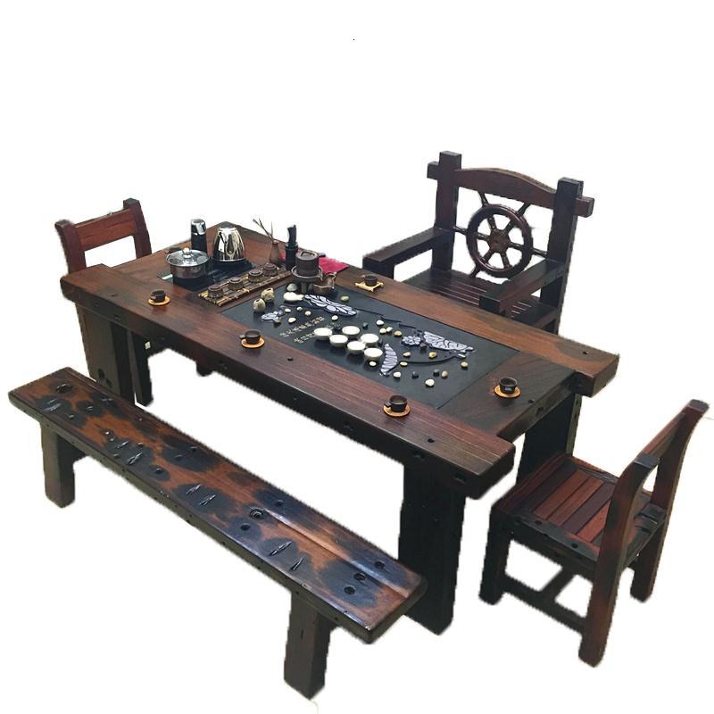 老船木茶桌椅组合实木家具功夫泡茶桌家用小茶台办公中式简约茶几高清大图
