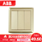 ABB开关插座 德逸珍珠金 三联/三位/三开双控开关面板AE107-PG