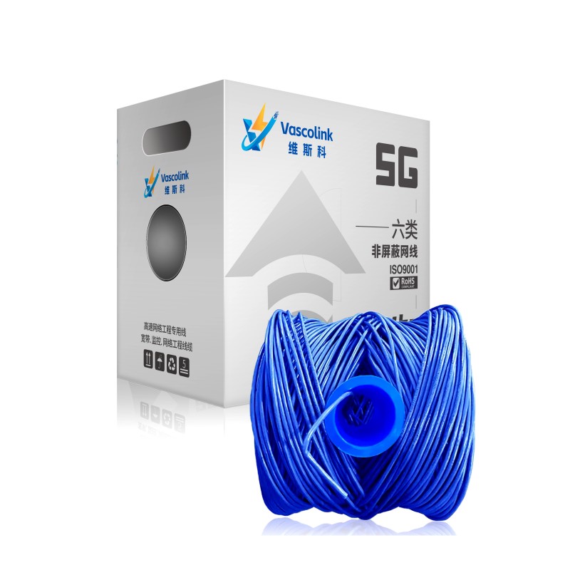 维斯科 VasF-C6-56BL 0.56mm线径 六类4对非屏蔽网线 305.00米/箱(计价单位:箱)蓝色高清大图