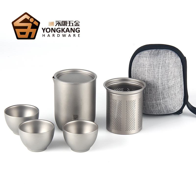 一壶三杯便携式旅行茶具套装户外功夫泡茶器 钛旅行套装 简装套装