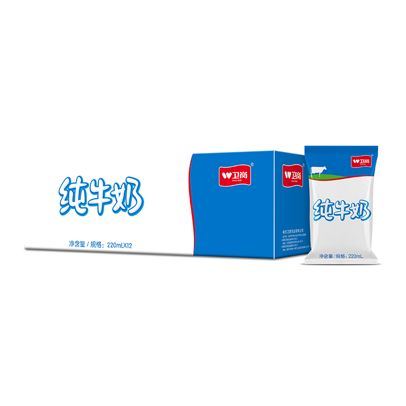 苏宁宜品 卫岗 220ml利乐枕 原味纯牛奶*12