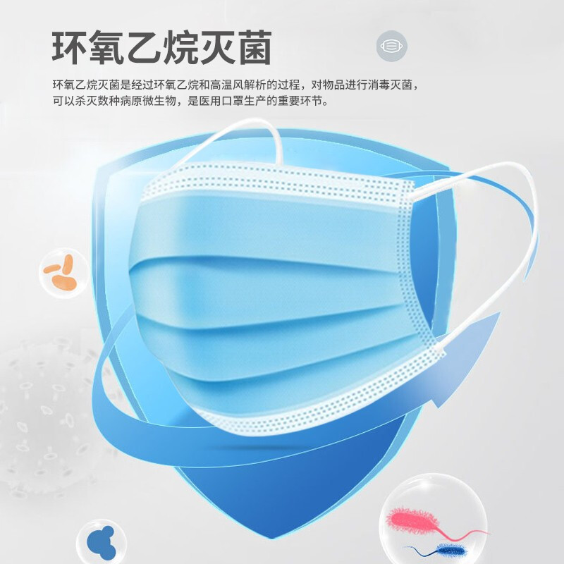 万通100只灭菌医用外科口罩 一次性无纺布夏季成人防尘防晒防柳絮骑行透气口罩