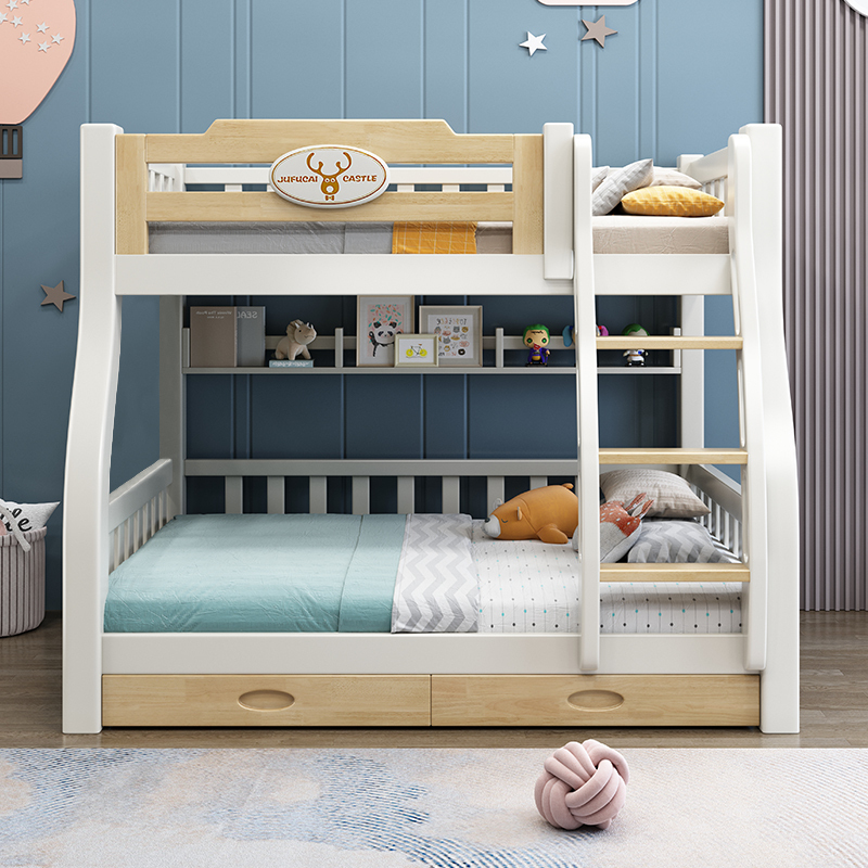 百冠环球 榉木 儿童床实木上下床高低床男孩女孩公主床北欧简约母子床