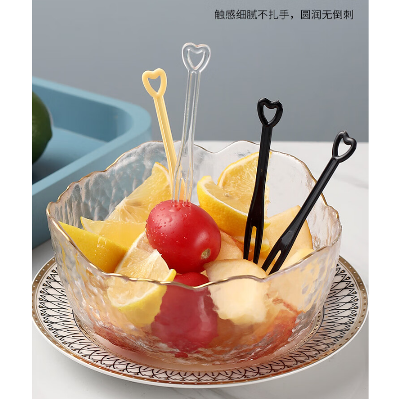 册宣 水果叉一次性叉子500支水果签食品级儿童甜品蛋糕点心透明叉简装高清大图