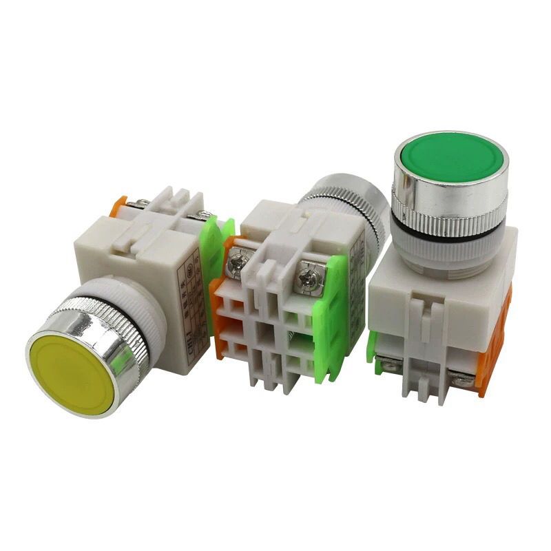 按钮开关pbclay3711bn点动开关y09022mm平头自复位lay7自锁5只装自锁