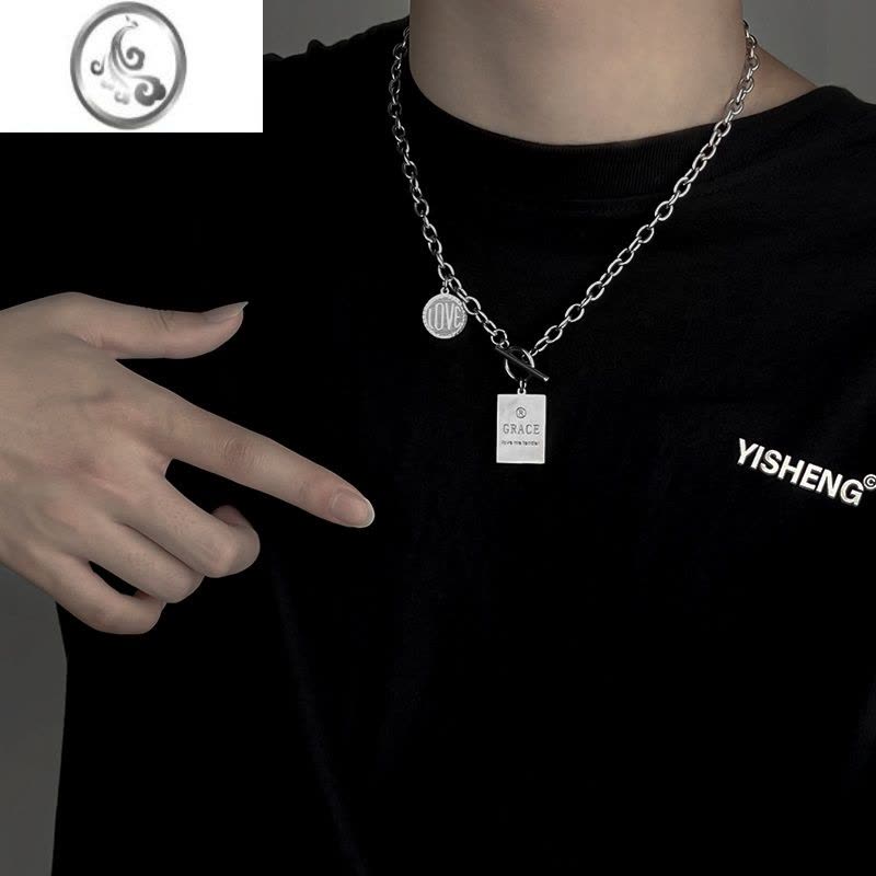 JiMi配饰项链男潮ins冷淡风锁骨链女小众设计不褪色钛钢装饰嘻哈吊坠图片