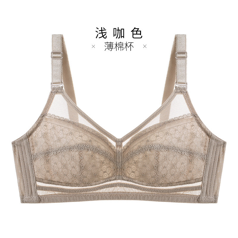 内衣女无钢圈聚拢薄款胖mm全罩杯文胸大胸显小调整型胸罩