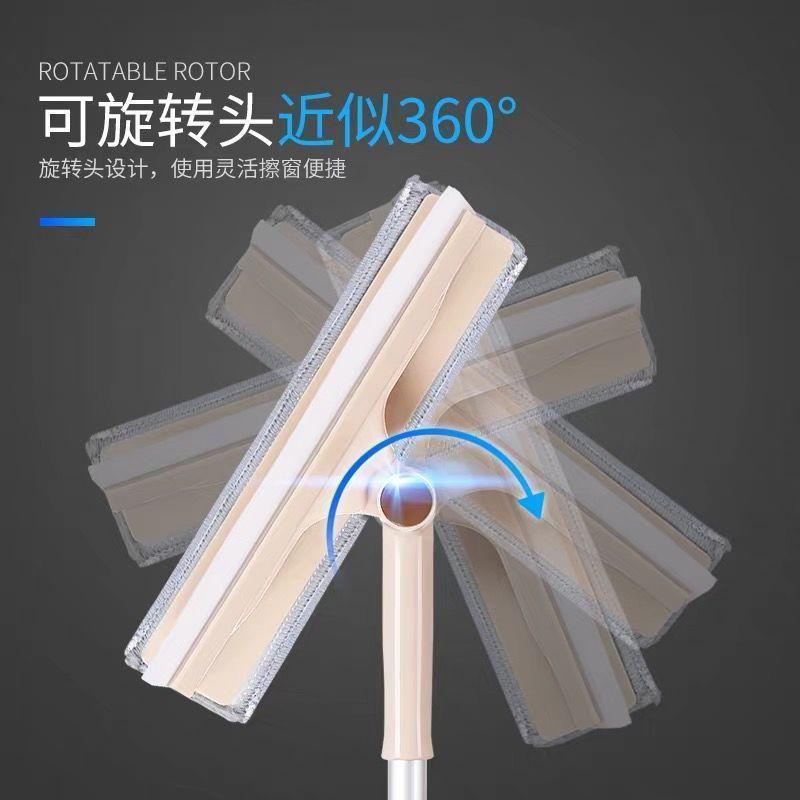 [可刮可擦]擦玻璃器双面伸缩杆擦窗神器清洁刷 长杆可伸缩擦窗器(加2块原装布)