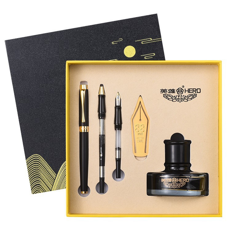 hero英雄钢笔1519a商务办公硬笔书法男女学生用墨水笔套装纪念版练字