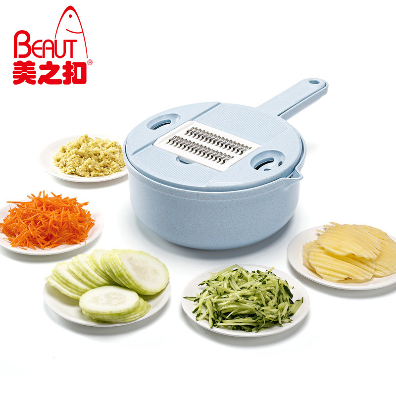 美之扣qcq10二代小麦圆形刨丝器 北欧蓝 厨房家用多功能切菜器切片器土豆丝切丝器小麦圆形刨丝器190*95*290