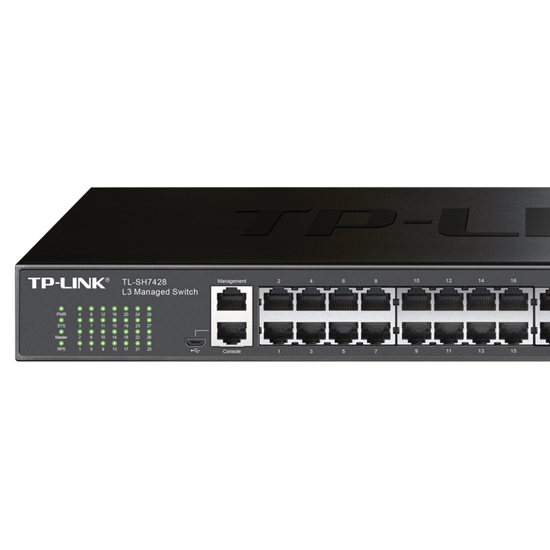 TP-LINK TL-SH7428 三层网管 交换机 万兆上联堆叠式 24千兆+4复用千兆 SFP+4万兆SFP+