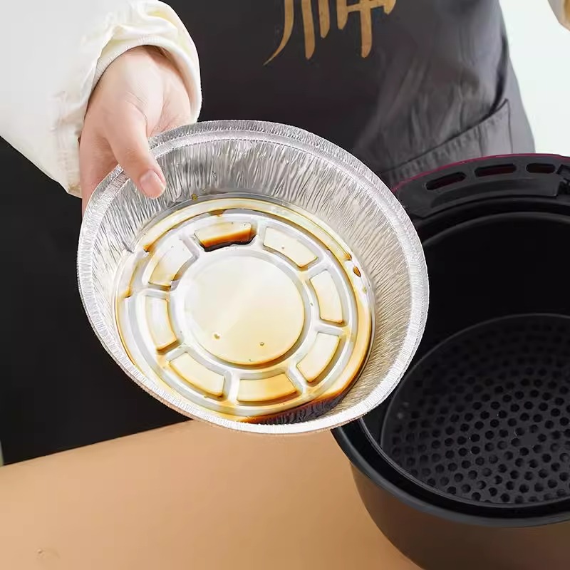 [补贴10%]锡纸盘空气炸锅专用烤箱铝箔盘锡纸垫器烧烤盘锡箔盘披萨饼底托碗高清大图