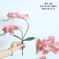 蝴蝶兰仿真花套装摆件创意家居客厅室内茶几电视柜假花仿真花摆设 双头蝴蝶兰浅粉