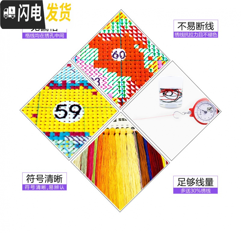 三维工匠蒙娜丽莎十字绣家和万事兴2019新款客厅剪纸简单线绣大幅画九鱼图 埃及生态棉/200x75CM印花+绣绷高清大图