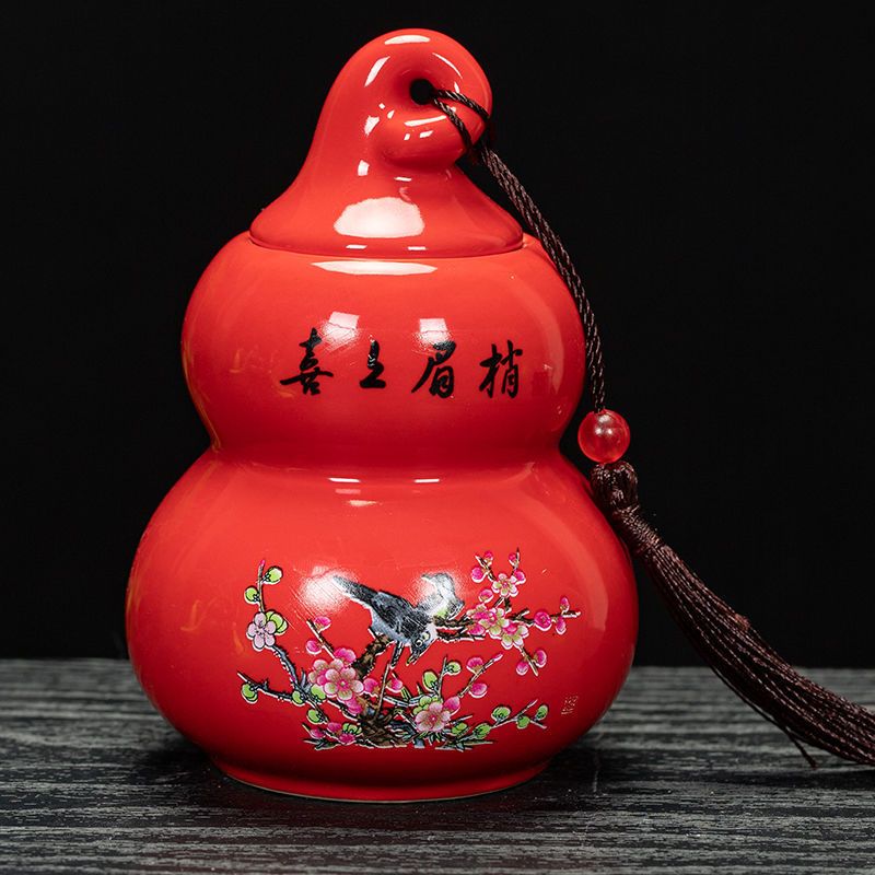 特价可爱小葫芦茶叶罐家用高档密封罐窑变陶瓷防潮装茶罐空盒罐子 小