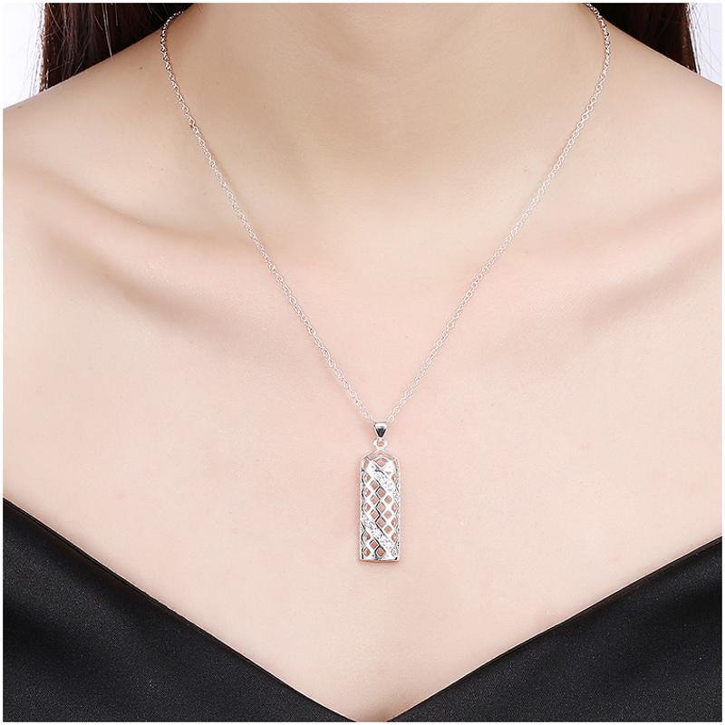 N871 Women Silver Necklace 镀纯银日韩时尚配饰女水晶项链坠送女朋友七夕情人节礼物
