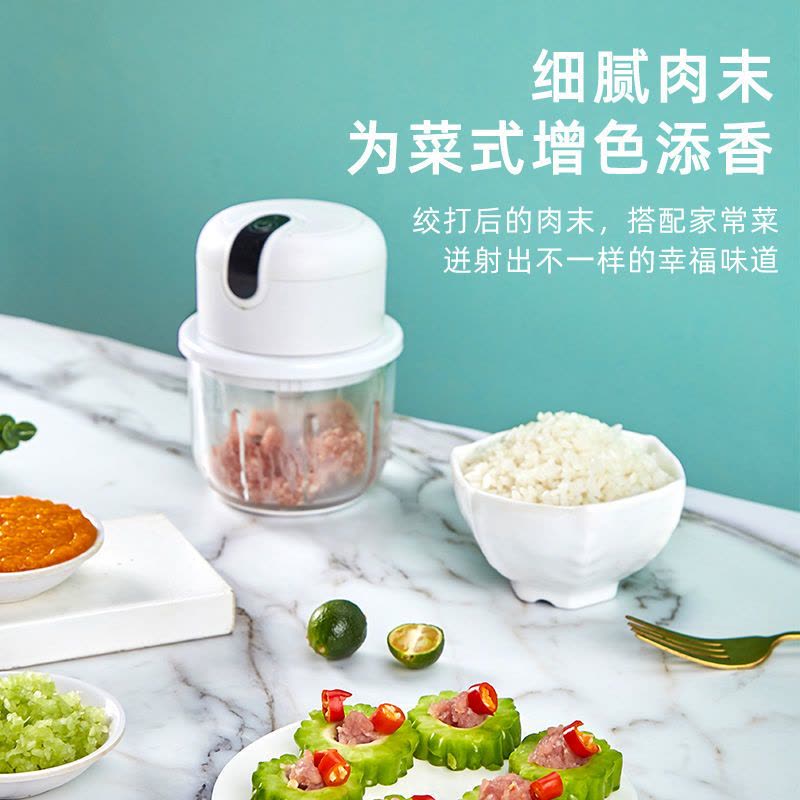无线电动蒜泥神器打蒜器迷你压蒜器捣蒜器拉蒜器小型搅蒜机碎肉机 100ML绞蒜[2叶刀+食物挡板]黑图片