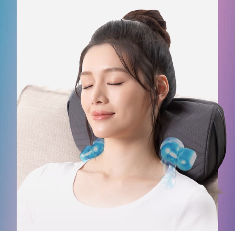 傲胜 V手按摩枕 按摩腰靠 OS-2230颈椎按摩器靠枕 V手暖摩枕揉捏颈部腰部肩颈按摩仪太空灰 母亲节礼物