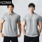 HLCOMAN美式收袖口显肌肉健身运动T恤领短袖男速干透气跑步训练服夏