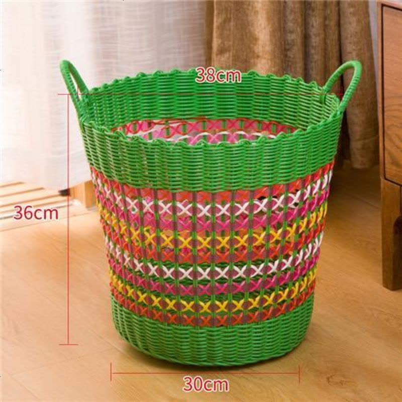 纳匡脏衣篮脏衣篮内衣收纳框筐藤编衣箱蓝子编织竹篮脏衣桶衣服收 大号桃粉彩虹色图片