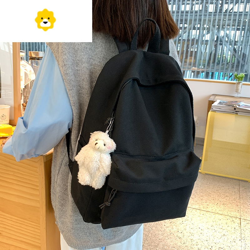 FENGHOUins风书包日系纯色大容量双肩包女大学生简约帆布背包女2020新款