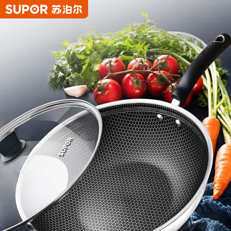 苏泊尔(SUPOR) 蜂巢复合钢炒锅30cm VC30JAC01高清大图